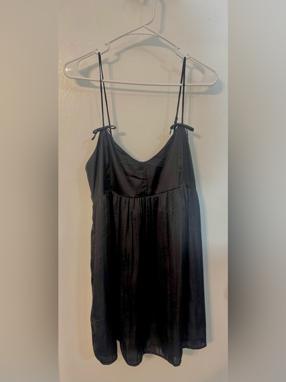 American Eagle Black Satin Mini Dress w Bows